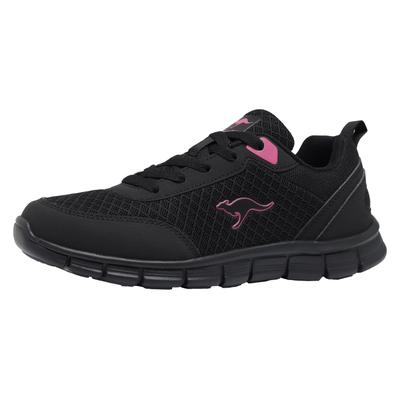 Sneaker KANGAROOS "K-RF BETHY", Damen, Gr. 36, atmungsaktiv, schwarz (jet schwarz, daisy pink), Synthetik, Textil, Schuhe Sneaker, Atmungsaktiv
