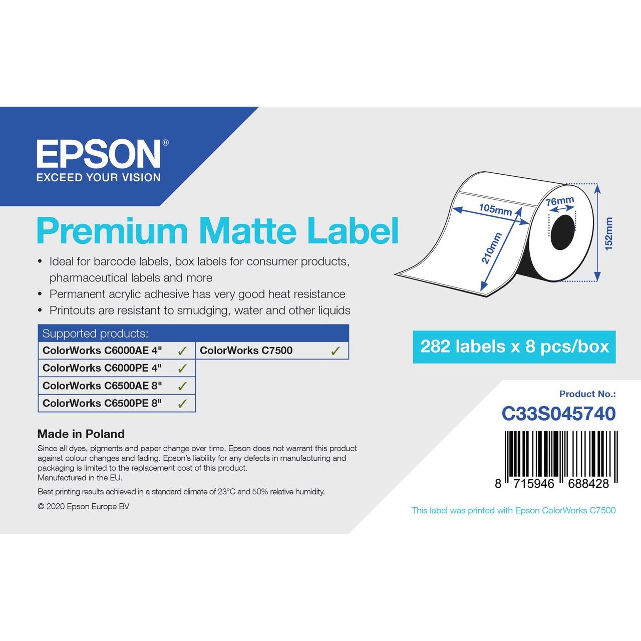 Epson PREMIUM MATTE LABEL DIE-CUTROL