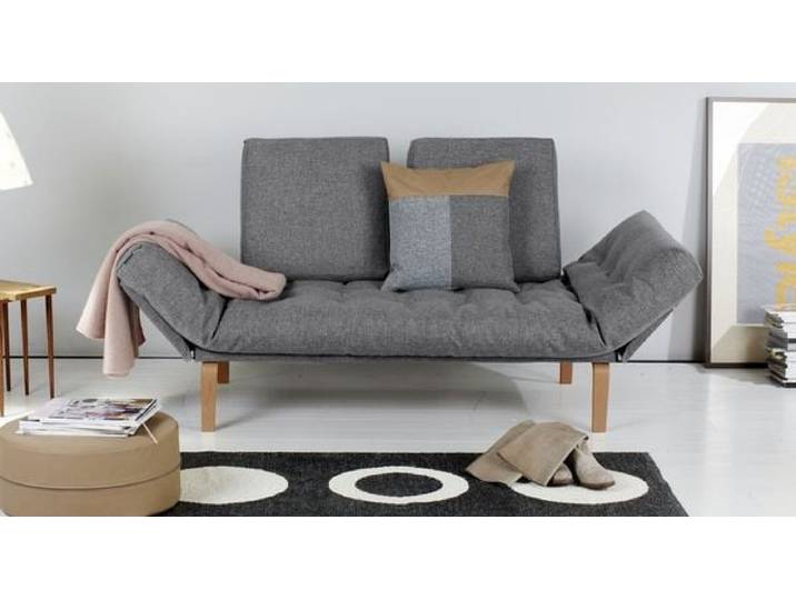 Schlafsofa Steward Webstoff/Cord mit Lattenrost Mischgewebe 67x200x90cm Sand skandinavisch