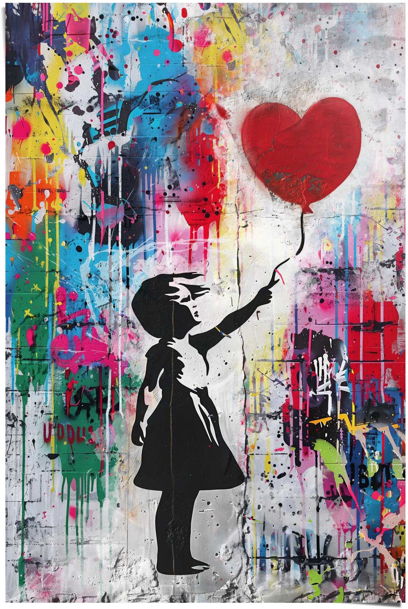 Reinders! Poster REINDERS "Concrete Balloon Girl", bunt (farbe bild(er): bunt), B:61cm H:91,5cm T:0,1cm, Holzwerkstoff, Bilder, Poster