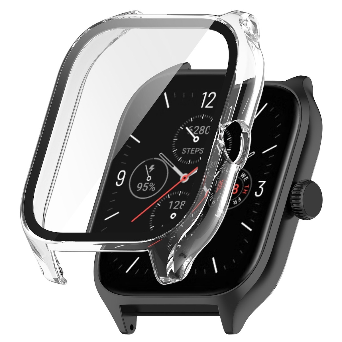 Wigento Beschermhoes en Siliconen Horlogeband voor Amazfit GTS 4 - Transparant