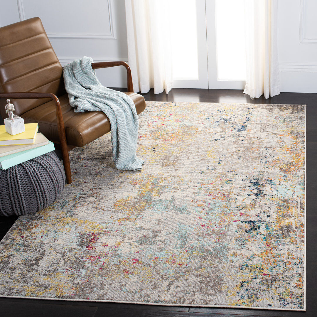 Rio Adelita Abstract Area Rug Gray Rectangle 201 x 274 cm