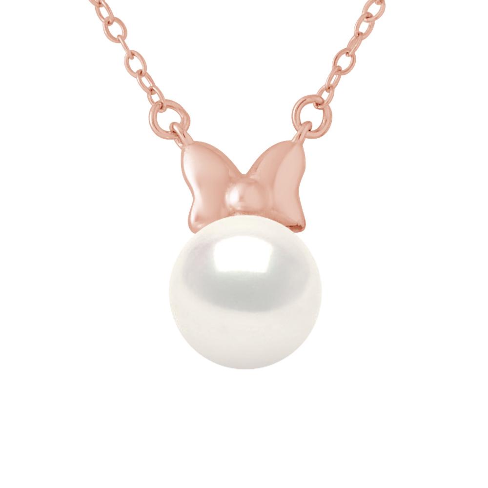 Ketting Butterfly White Pearl verzilverd goud roze