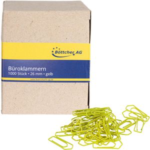 Böttcher-AG Büroklammern 26mm, gelb, lackiert, 1000 Stück