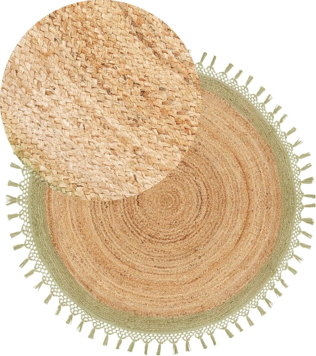 Rond Jute Vloerkleed - Handgeweven Boho Tapijt - Beige