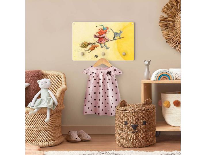 Patère enfants Frida la sorcière 40 x 25 x 1cm Jaune