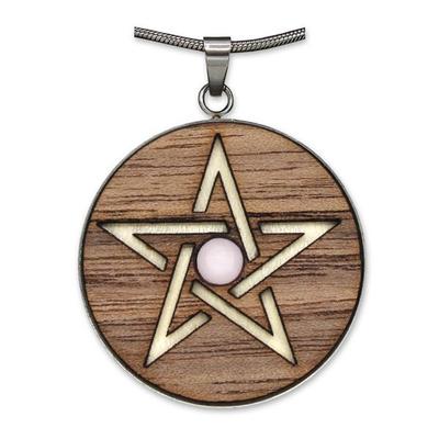 Edelstein 'Waldzeichen' Rosenquarz Pentagramm