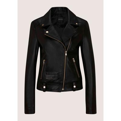 Lederjacke MADELEINE "Lederjacke Bikerjacke aus Lammnappaleder", Damen, Gr. 36, schwarz, Modern, regular fit, Jacken
