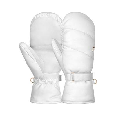 Fäustlinge REUSCH "Perla Mitten", Damen, Gr. 8,5, weiß, 60% Polyester, 40% Leder, unifarben, Handschuhe Fäustlinge, mit winddichter, atmungsaktiver Funktion