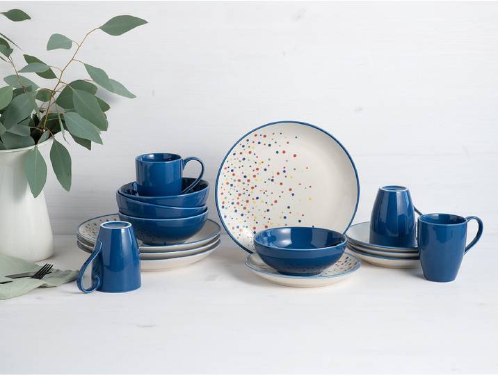 Service de table Joy - 16 éléments 27 x 33 x 36cm Multicolore/Bleu