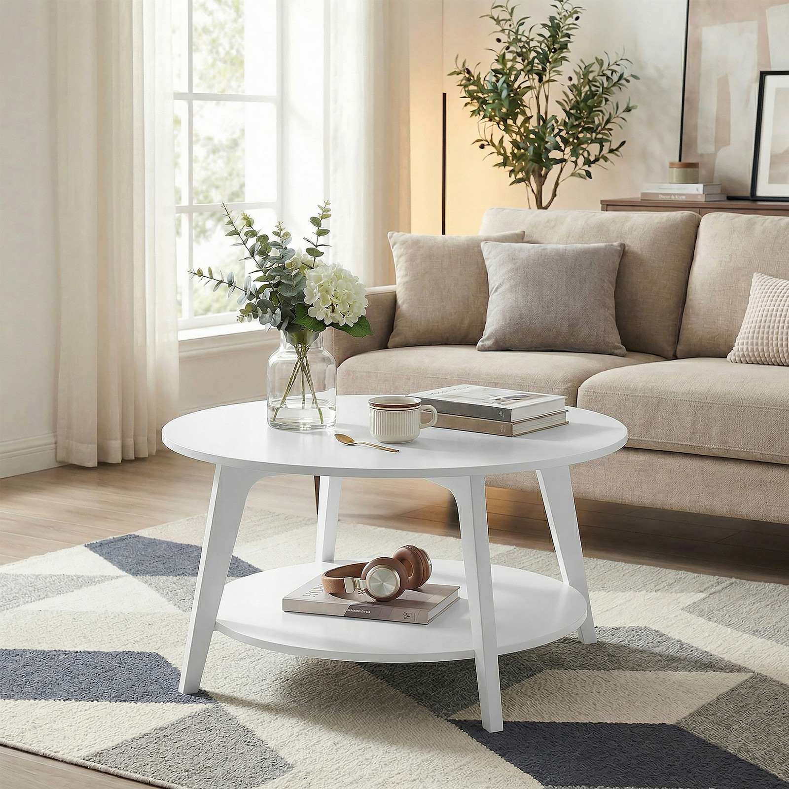home24 Salontafel Mahagan Rond Wit