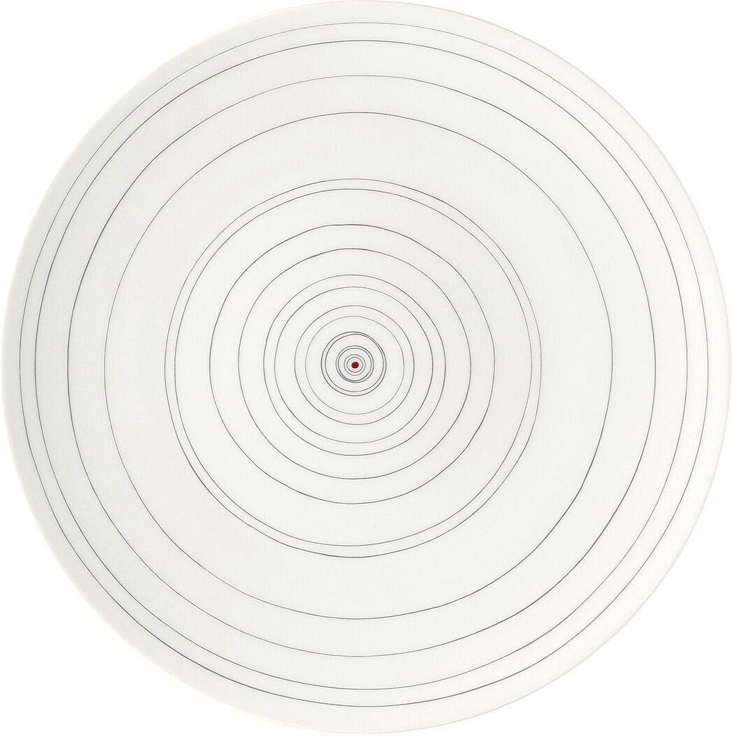 Speiseteller ROSENTHAL "TAC Gropius Stripes 2.0 28 cm", weiss (dunkelgrau), B:28cm Ø:28cm, Porzellan, Speiseteller, Speiseteller dunkelgrau 28cm