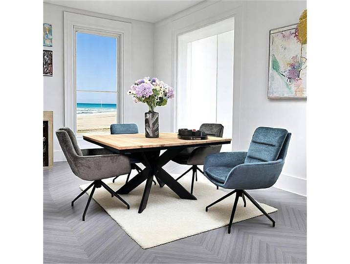 Table carrée extensible en chêne, pied métal PALERME - Chêne blanc