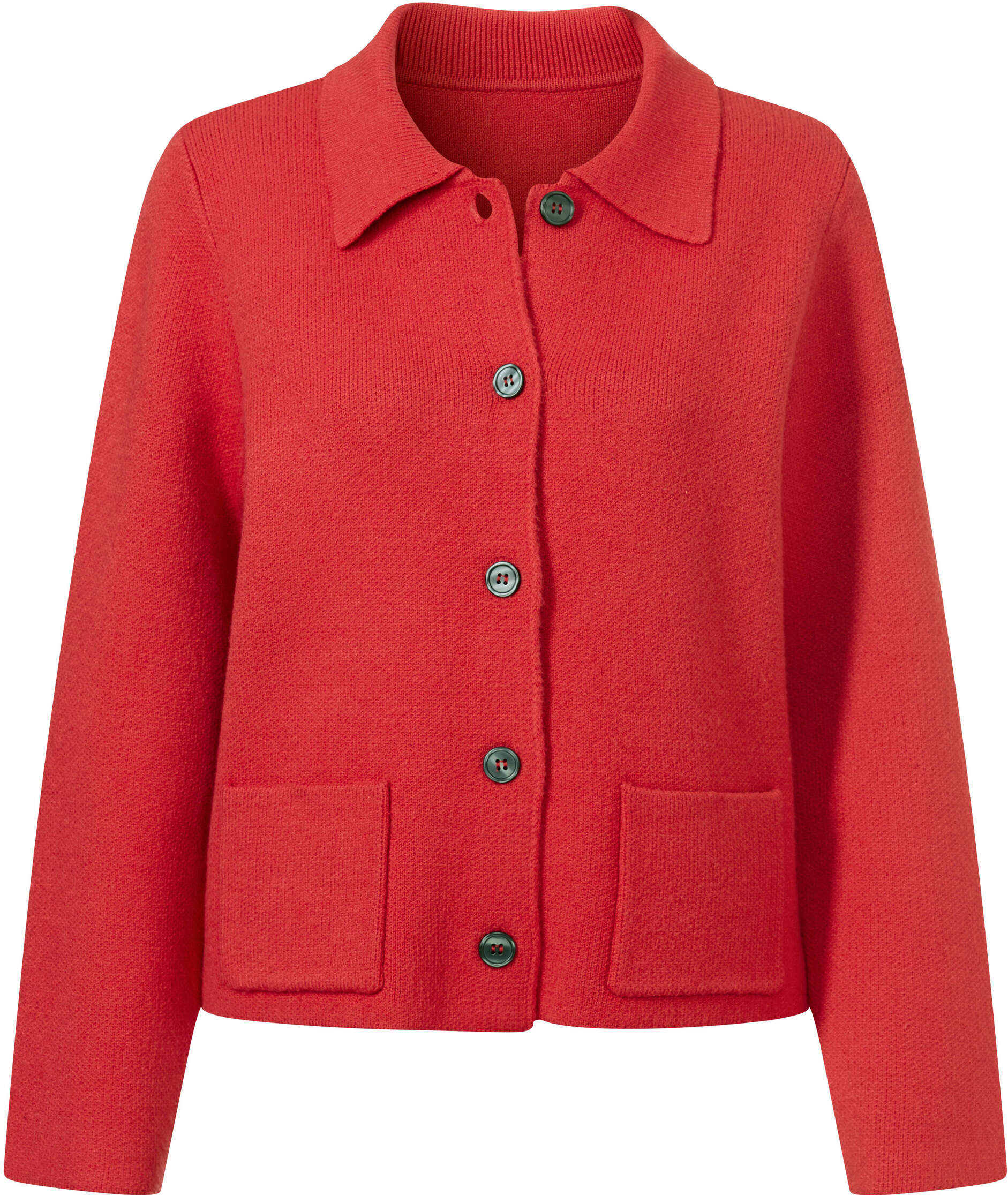 Strickjacke HEINE "Strickjacke Cardigan mit aufgesetzten Taschen", Damen, Gr. 48, rot (erdbeere), Modisch, Strickjacken Strickjacke