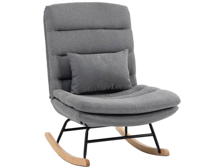 Homcom Schaukelstuhl Polyester Hellgrau, Metall, Teilmassiv, Füllung: Schaumstoff,Schaumstoff,Schaumstoff, 72x102x92 cm, Esszimmer, Stuhl, Schwingstuhl