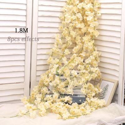 Uplifted Goods Artificial Sakura Floral Garland For Home Garden Decoration champagne 1.8m