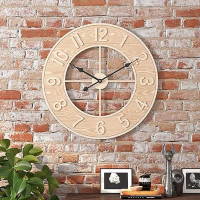 Kreative Wanduhr Wanduhren mit Holzzahlen Leise Nicht tickende Heimuhr Dekoration Leise Uhr Geeignet für Wohnzimmer Schlafzimmer Arbeitszimmer Büro 50 cm