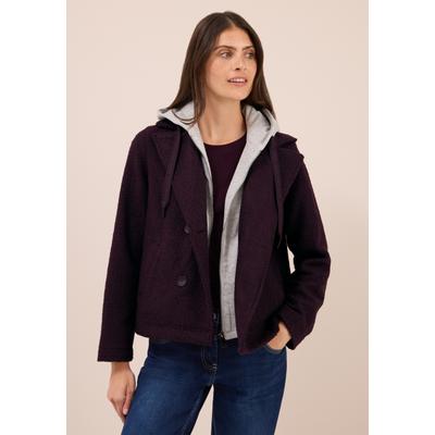 Outdoorjacke CECIL, Damen, Gr. XL (44), lila (schwarz plum), Stoff, Obermaterial: 100% Polyester. Inlay und Kapuze: 80% Baumwolle, 20% Polyester, unifarben, normal normal, ohne Ausschnitt, abgesteppt, Jacken Outdoorjacke, mit abnehmbarer Kapuze