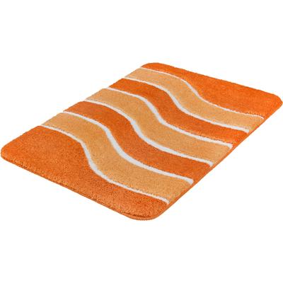 Badematte MEUSCH "Lara", orange (karotte), H:20mm, Polyester, Badematten, Badematte, Wellen-Design mit flauschigen weißen Akzenten