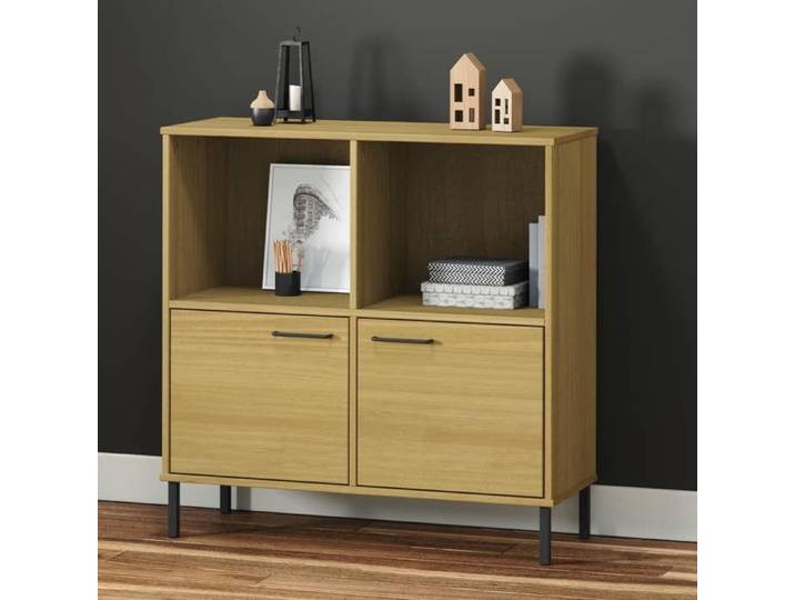 Bibliothèque avec pieds en métal Marron 90x35x90 5 cm Bois OSLO étagère à livres casier à livres étagère en bois 351015