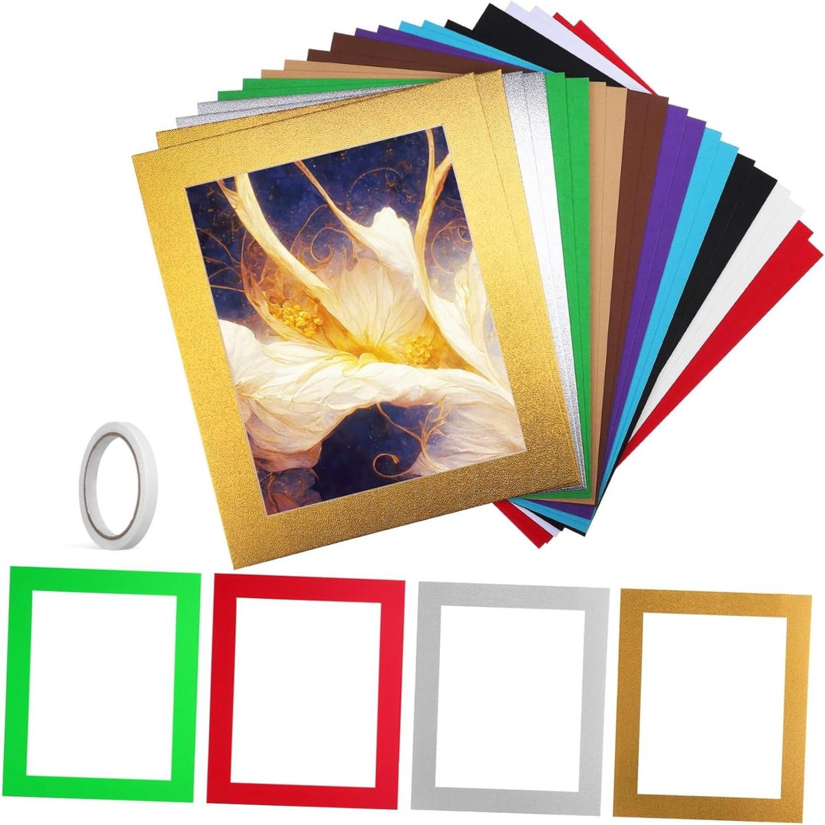 20 stuks Foto Lijsten Matten - Papieren Onderleggers voor Foto Presentatie - Diverse Kleuren