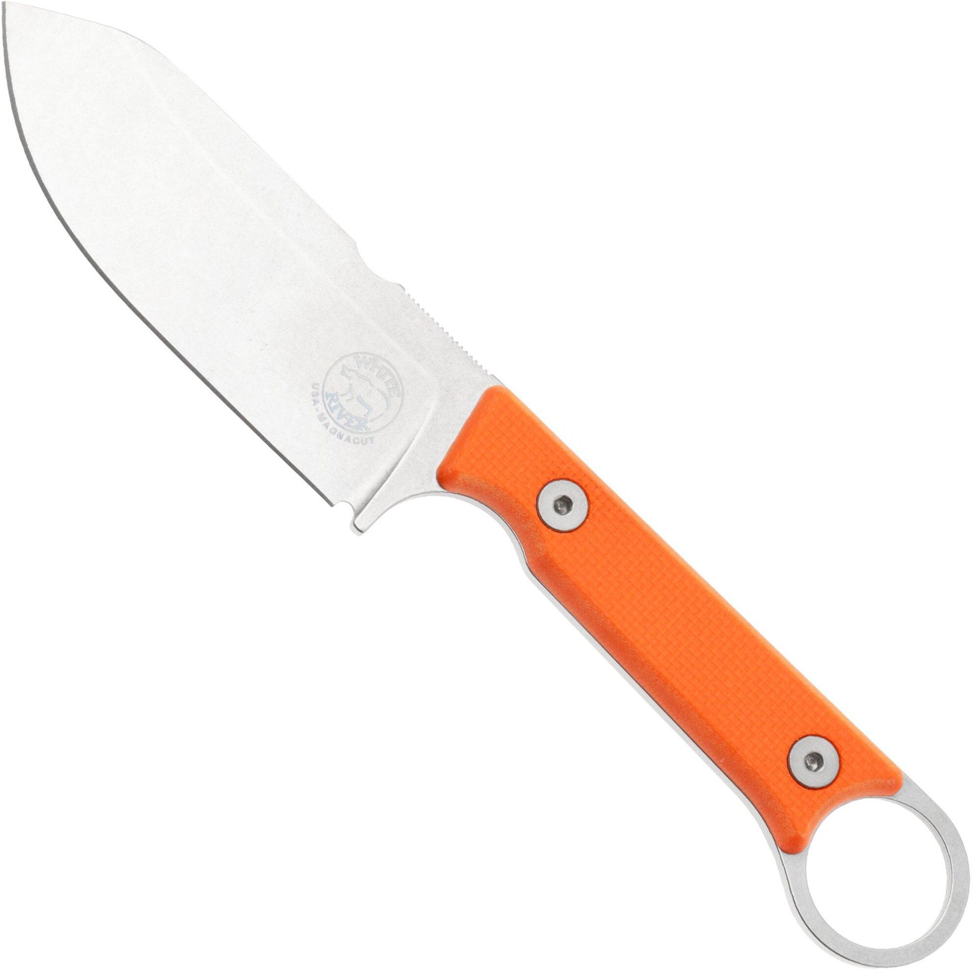 White River Knives White River Firecraft 3.5 Pro, Stonewashed Magnacut, Orange G10 coltello da sopravvivenza, fodero in Kydex con acciarino