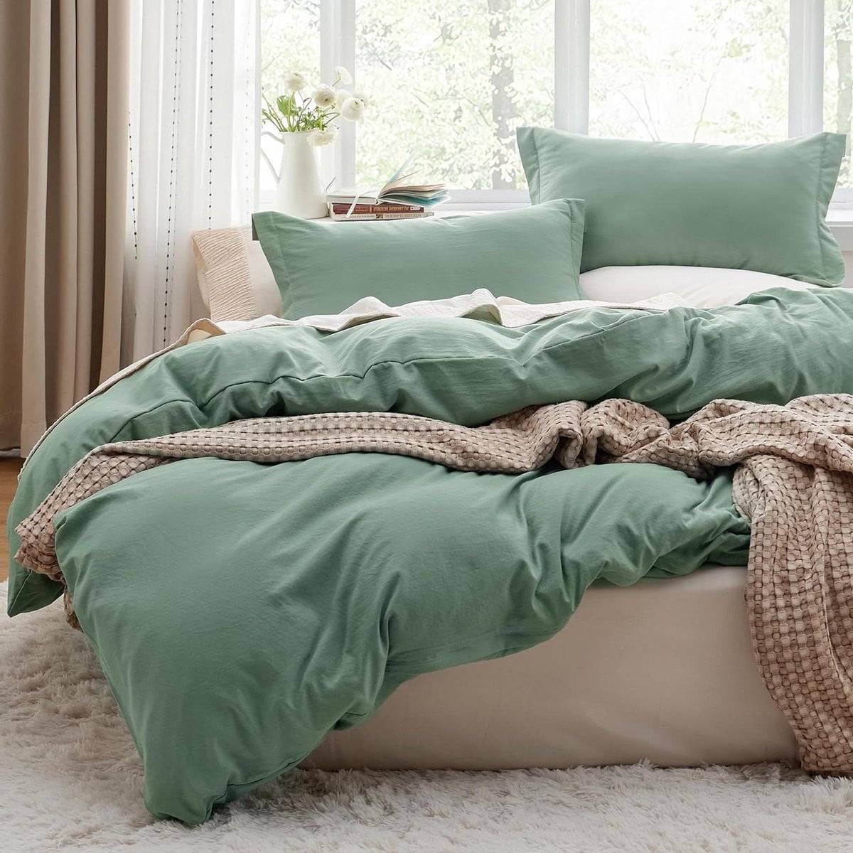 Trooster Cover Dekbedovertrek Set Salie Groen Queen 90x90 inch