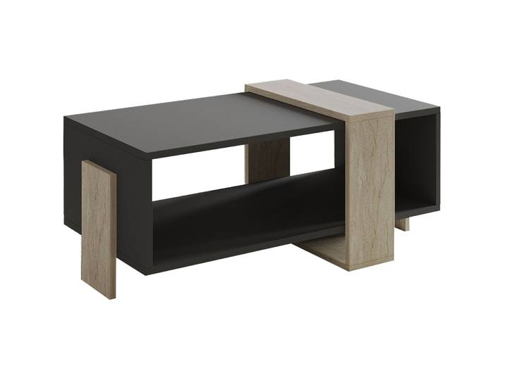 Salontisch Georis Travertin, Anthrazit 100 Prozent Melaminbeschichtete Kiefer B 90 T 49 cm - Material: 100% Melaminbeschichtete Kiefer - Salontisch