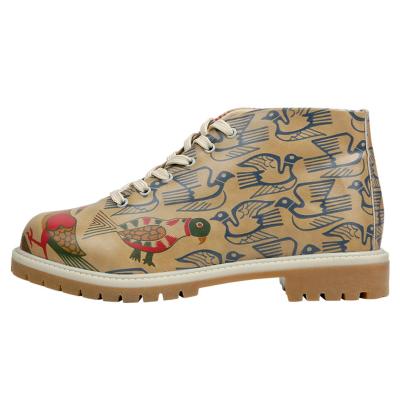 Stiefel DOGO "Shortcut Boots Around The World Damen Stiefeletten", Damen, Gr. 37, gefüttert, Normalschaft, grün (beige, grün), Lederimitat, Schuhe Stiefel, Handgefertigt