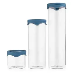 COOK'S ESSENTIALS Behälter aus Glas mit Silikondeckel 3tlg. Set 450ml, 1500ml, 2000ml