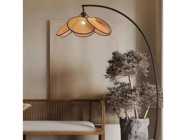 Lampes LED rétro médiévales Wabi-sabi en rotin tressé avec bras oscillant, lumières créatives pour la décoration de la chambre à coucher, lustres