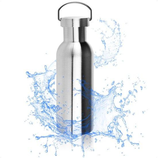 Benza Ibenzoa hoogwaardige roestvrijstalen thermosfles, 1000 ml, zilver, dubbelwandig geïsoleerd met handgreep