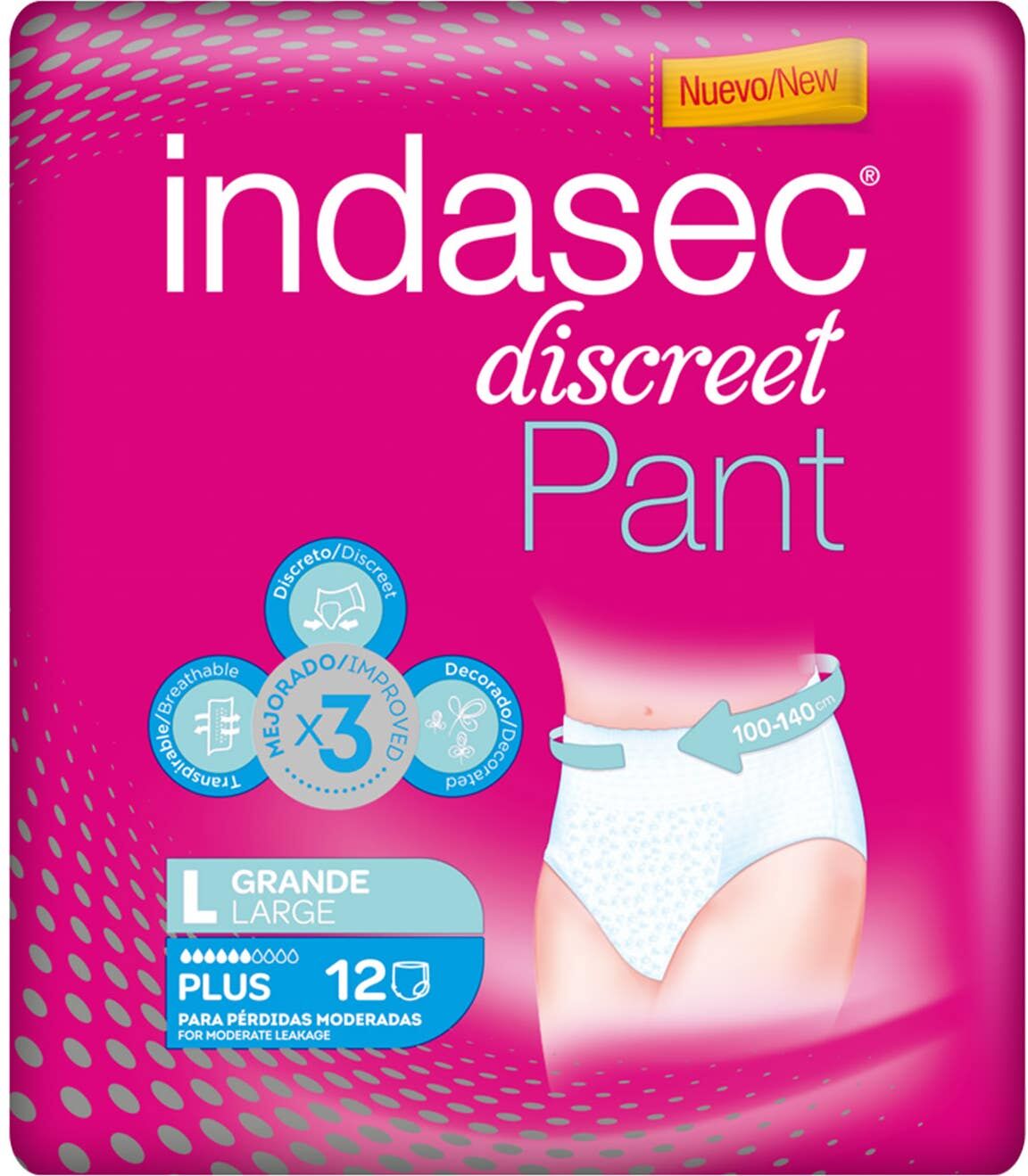 indasec Discreet Pant Plus T-L 12 uds