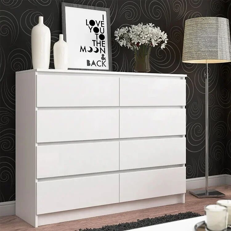 garneroarredamenti Cassettiera 140x100h cm moderna 8 cassetti bianco Living