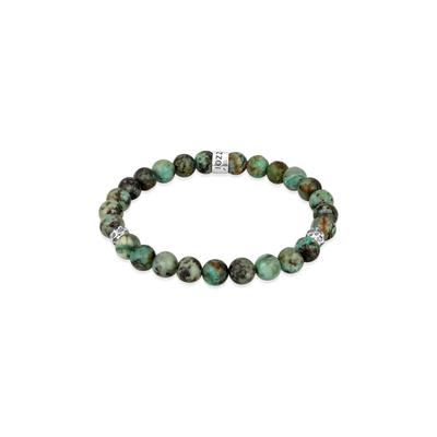 Armkette KUZZOI "Armband Edelstein Perlen Türkis Grünlich-Braun 925 Sterling Silber" Gr. 23, grün, Armbänder, Herren, 23, Silber 925 (Sterlingsilber), Armkette