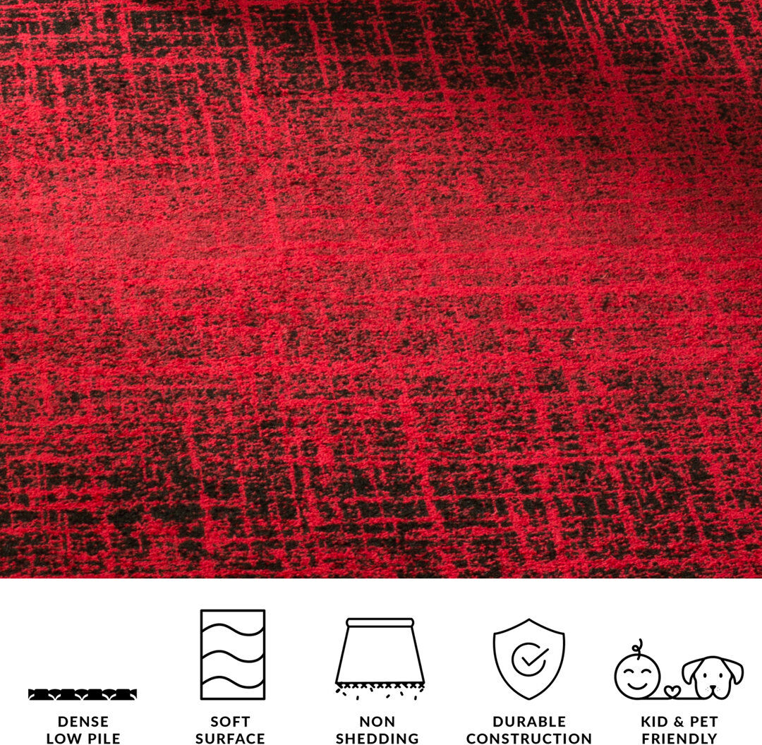 Rio Stonyford Abstract Area Rug Red Runner 76 x 244cm