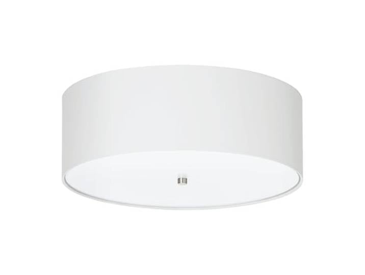 Eglo Lampe de plafond PASTERI\, plafonnier en textile à 3 flammes\, matériau : acier\, tissu\, verre\, couleur : nickel mat\, blanc\, douille : E27\, Ø : 47\,5 cm