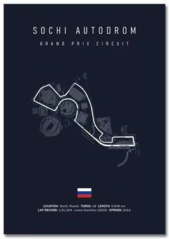 Inspired Finds F1 Racing Circuit Canvas Wall Art For Motorsport & Formula Racing Fans 11.81x15.75in Unframe sochi Autodrom