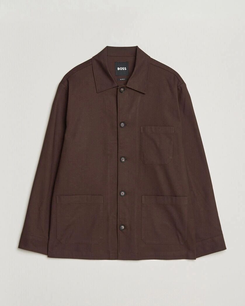 Boss BLACK Cai Cotton Overshirt Dark Brown