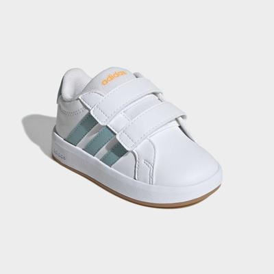 Sneaker ADIDAS SPORTSWEAR "GRAND COURT 3.0 KIDS", Mädchen, Gr. 27, weiß (cloud weiß, mint ton, lucid tangerine), Synthetik, Textil, Schuhe Sneaker, für Kinder