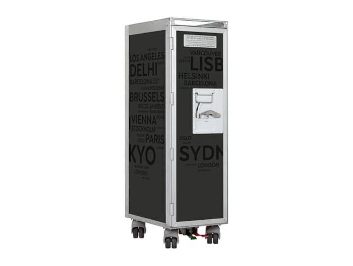 VanDeBord Flugzeugtrolley City Anthrazit (Originalrollen), Gebrauchtes Original aus der Luftfahrt - ausgemustert und hochwertig restauriert, Flugzeug Servierwagen, Original Airline Trolley