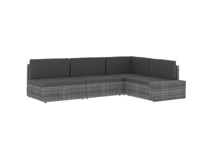 YIN(49521)Canapé d'angle sectionnel Résine tressée Gris