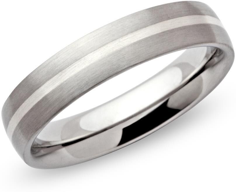 Unique Modischer Edelstahlring rund Silbereinlage 5mm silber