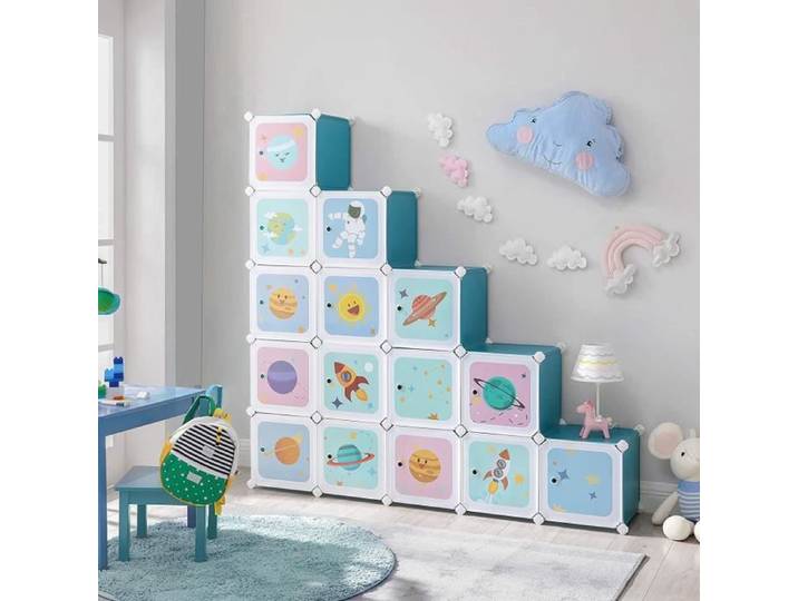 Meuble de rangement enfant 15 cubes - SONGMICS - LPC902Q01 - Armoire modulable - Étagère en plastique