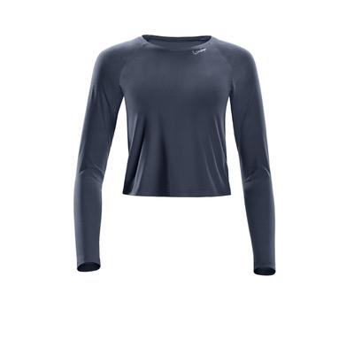 Langarmshirt WINSHAPE "AET119LS", Damen, Gr. XL, grau (anthrazit), 85% Polyester, 15% Elasthan, Rundhals, Shirts Langarmshirt, Cropped Functional Light and Soft
