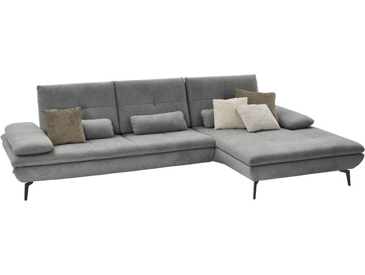 Ecksofa, 100% Recyceltes Polyester, Cyber Grau, 322×188 cm, Ottomane Rechts, Gepolstert