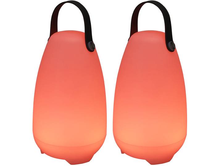 2er-Set Akku Tischlampe mit 4 Lichtmodi in weiss & 16 RGB-Farben, 26cm, IP44