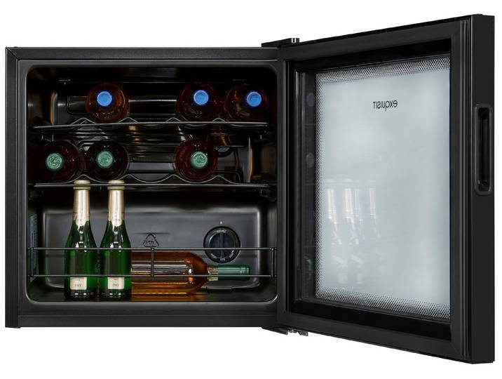 exquisit Weinkühlschrank WS1-12-GT-030G schwarzPV, für 14 Standardflaschen á 0,75l,Für Weinliebhaber - stilvoll & perfekt temperiert für 14 Flaschen