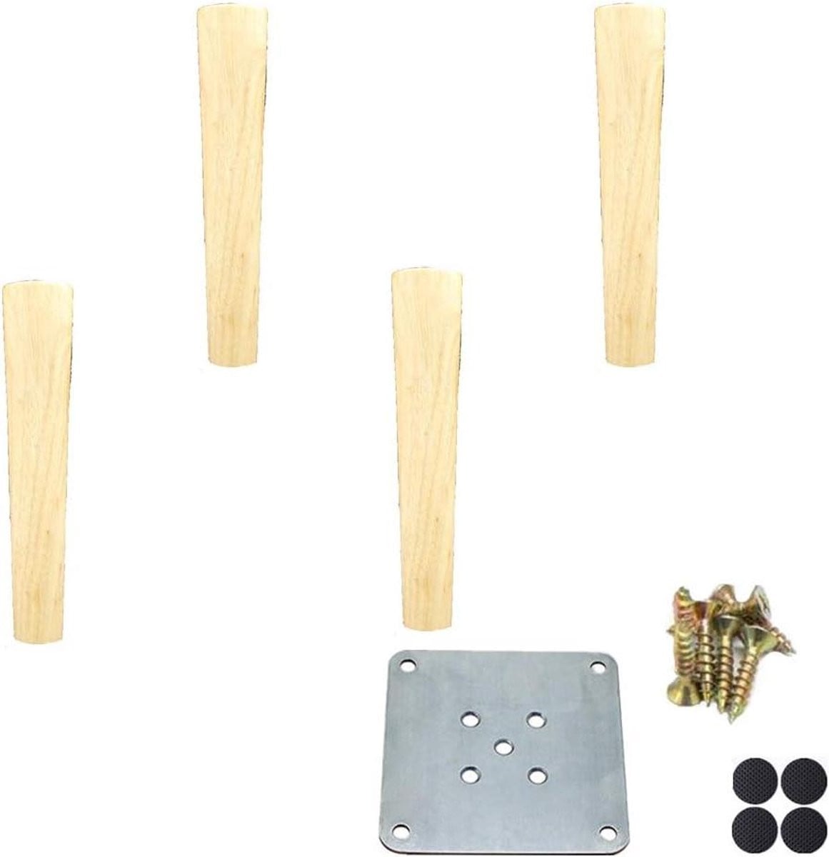 Houten meubelpoten voor bank of meubels met antislip onderkant, Houtkleur, Hoogte: 20 cm