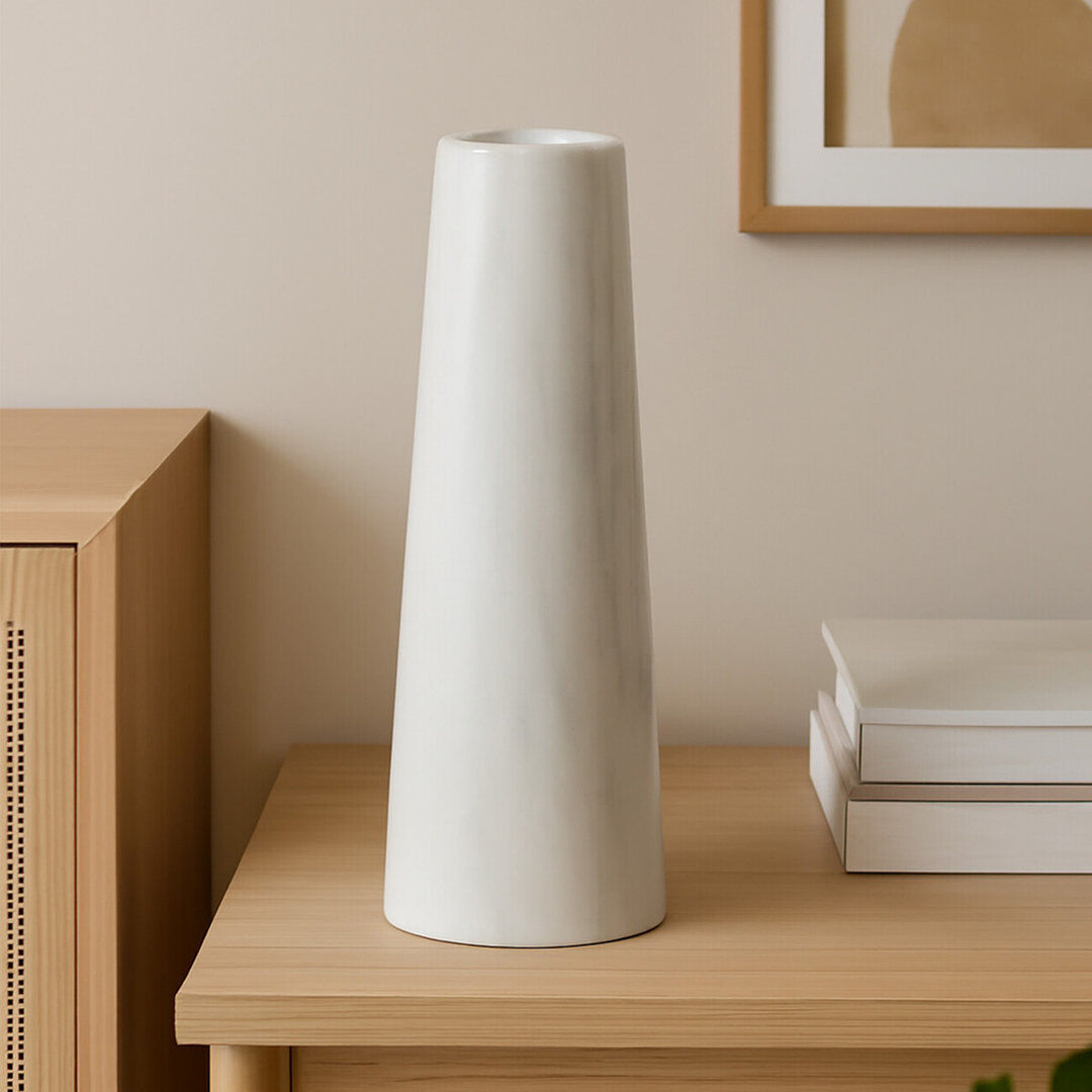 Metro Brenlee Table Vase 1 White 33cm H X 10cm W X 10cm D